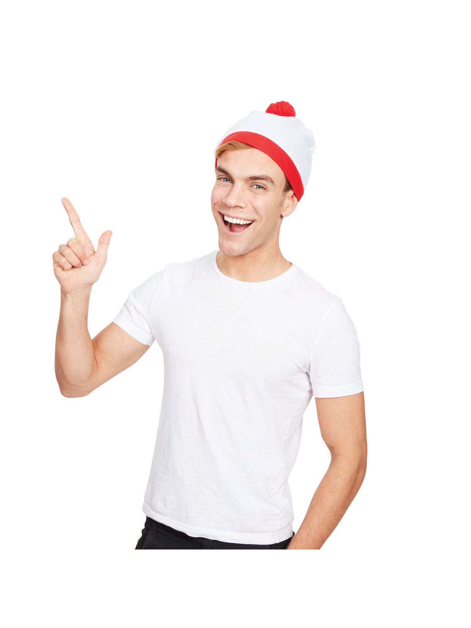 Rubies White Bobble Hat weiss mit rotem Pompon BH547 – Detailansicht