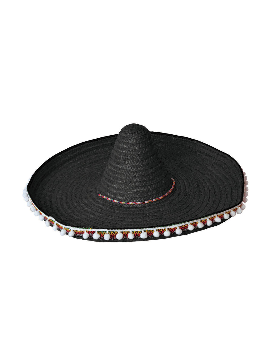 Rubies Straw Sombrero 60Cm Black Hut