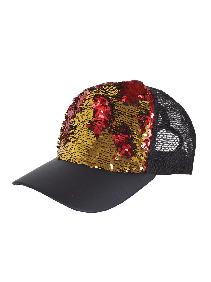 Rubies Sequin Cap Reversible (Gold/Red) Hut