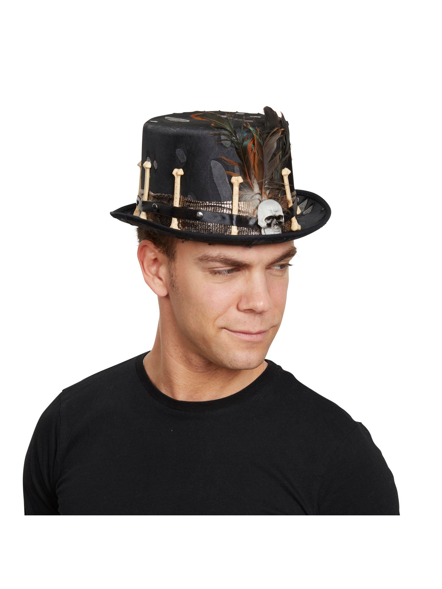 Rubies Top Hat Black Voodoo Style schwarzer Kostümhut für Erwachsene – Detailansicht