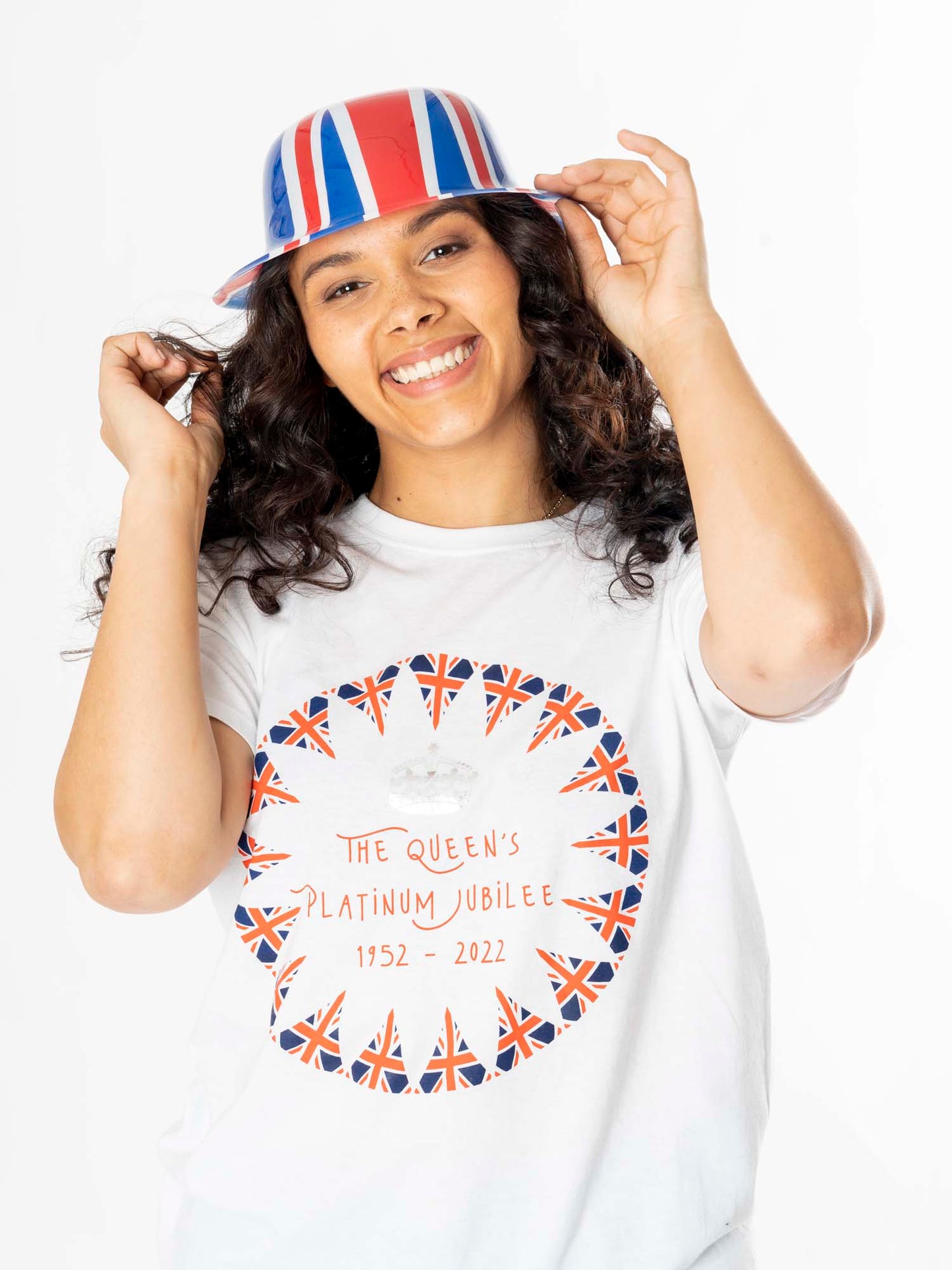 Rubies Union Jack Bowler Hat bedruckter Kunststoffhut – Detailansicht