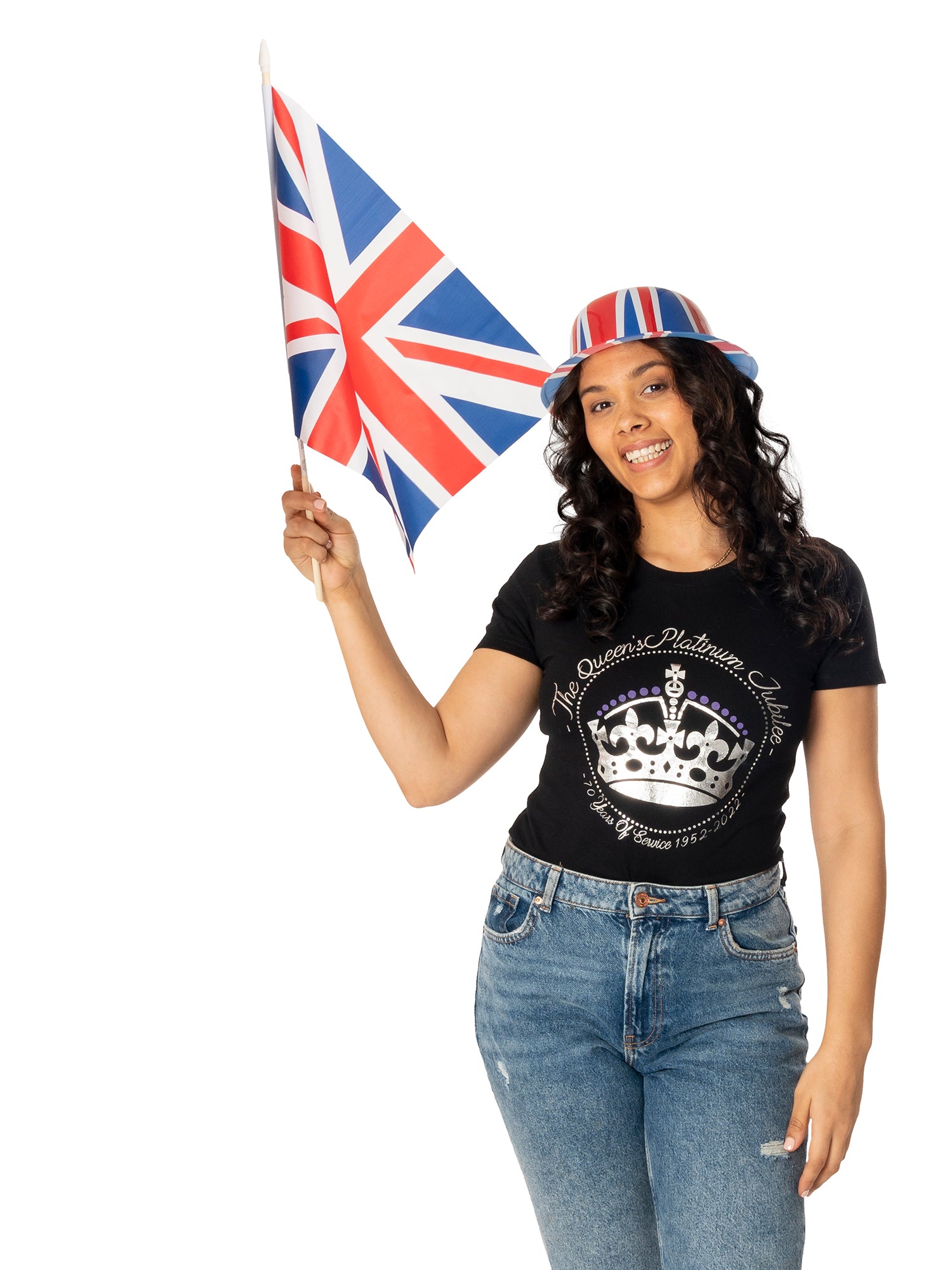 Rubies Union Jack Bowler Hat bedruckter Kunststoffhut – Seitenansicht