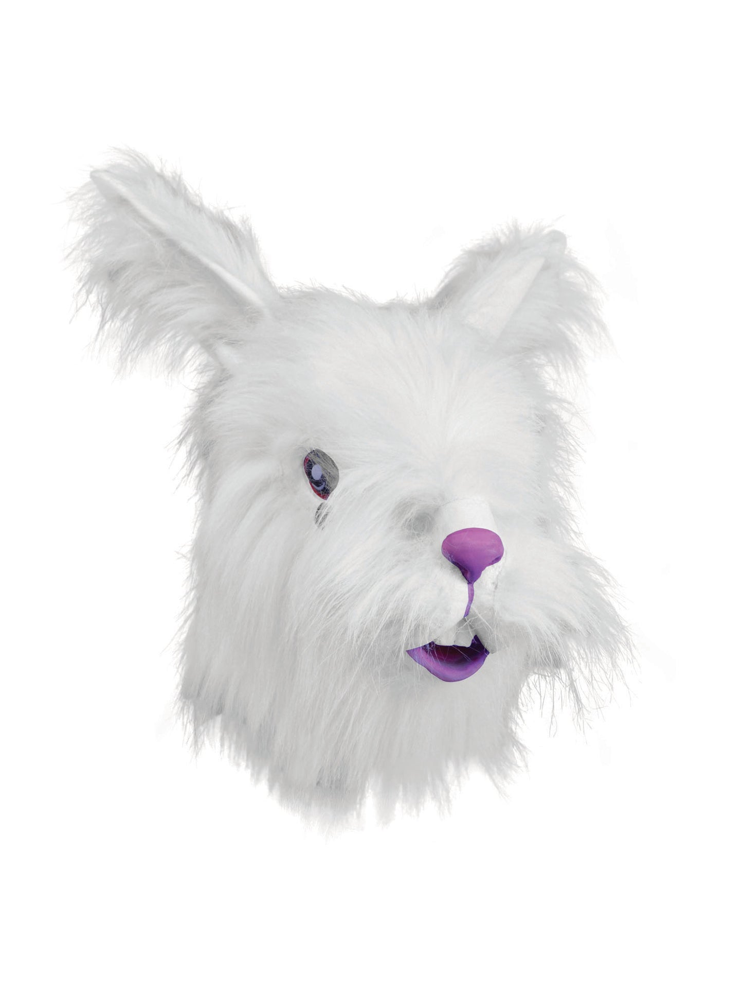 Rubies Rabbit Maske mit weissem Fell aus Gummi fuer Erwachsene