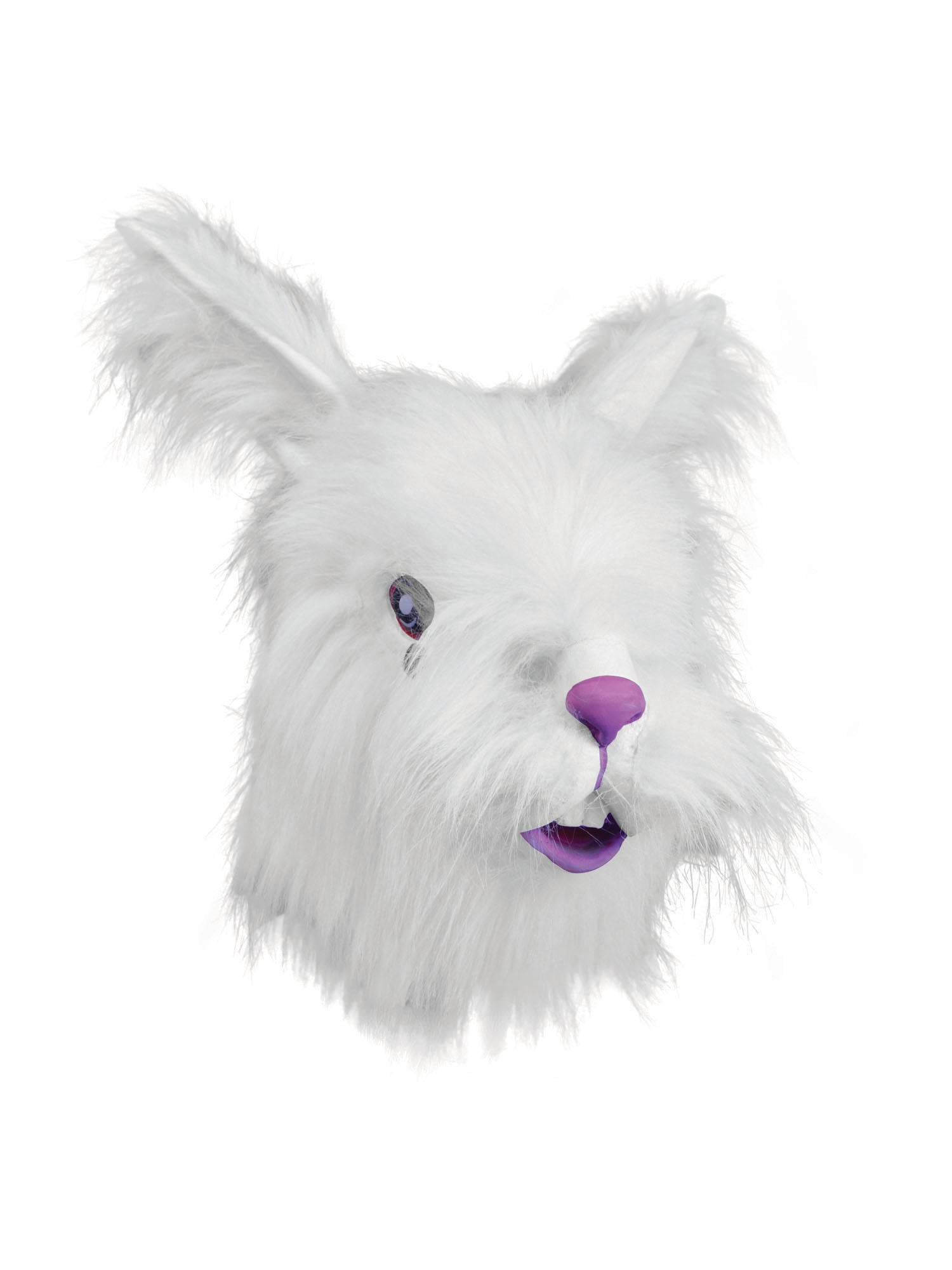 Rubies Rabbit Maske mit weissem Fell aus Gummi fuer Erwachsene