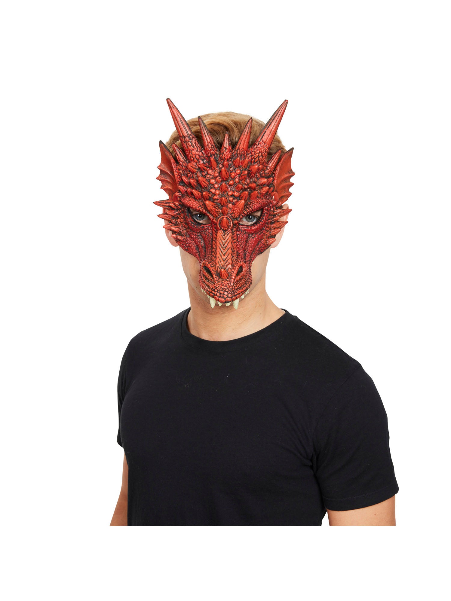 Rubies Dragon Maske Rot Gummimaske für Erwachsene – Detailansicht