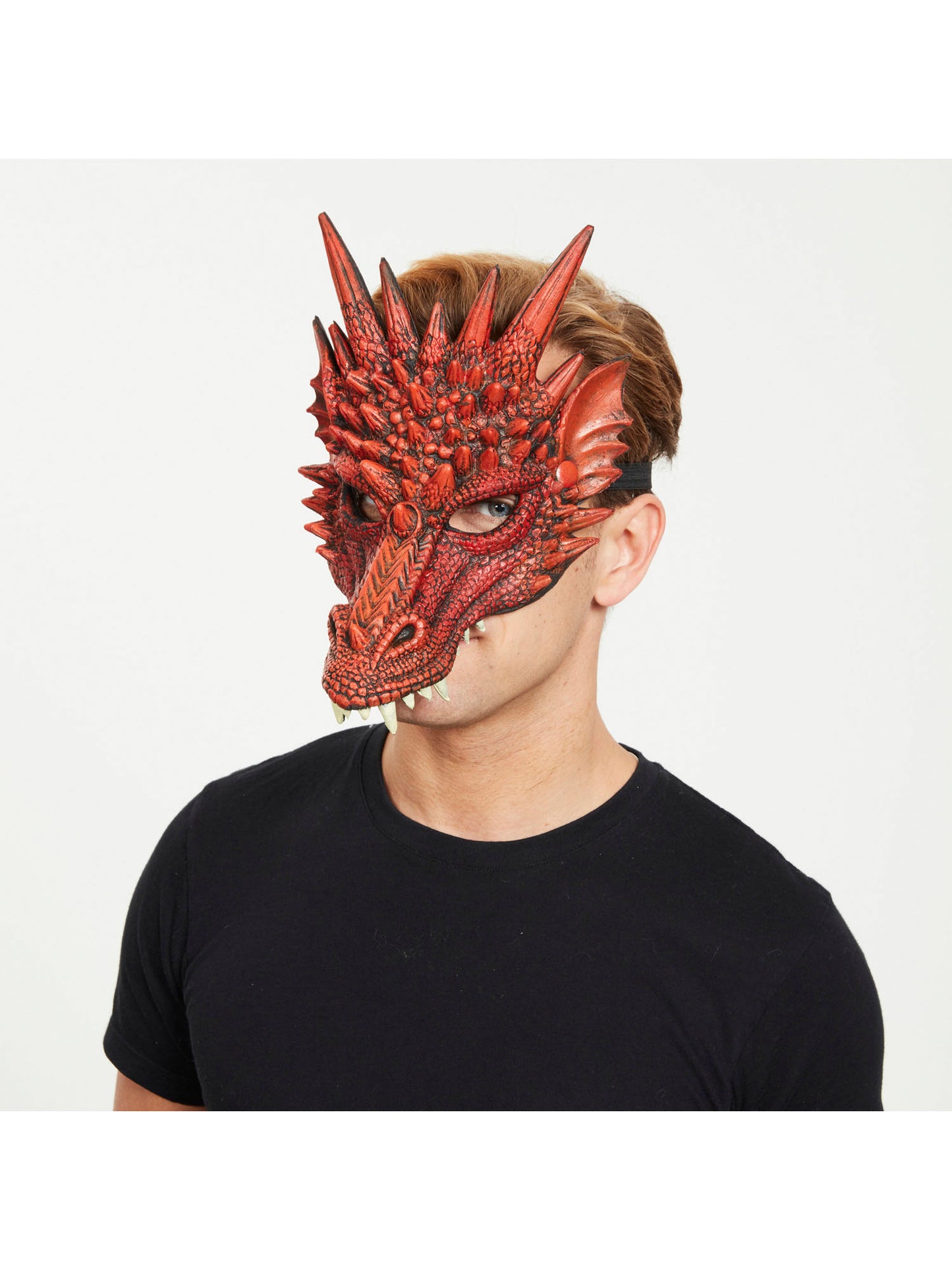 Rubies Dragon Maske Rot Gummimaske für Erwachsene – Seitenansicht