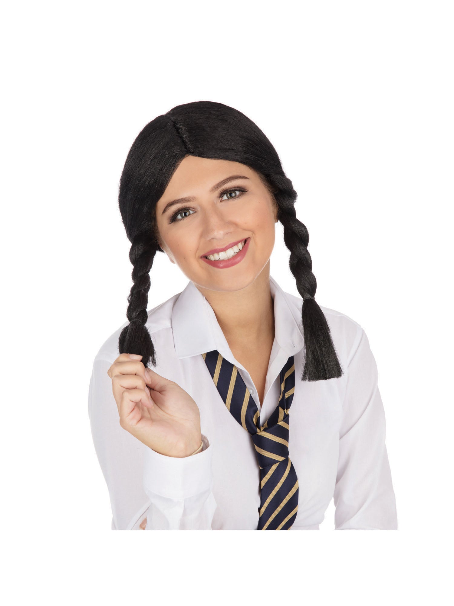 Rubies schwarze Schoolgirl-Perücke für Erwachsene – Produktansicht
