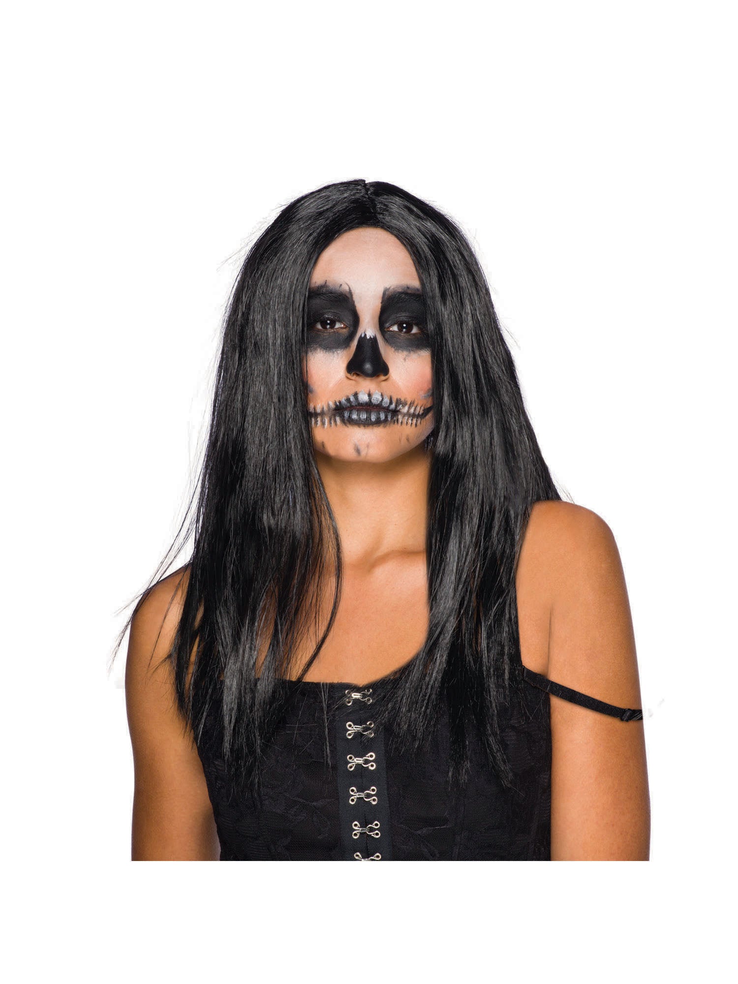 Rubies Long Black Perücke schwarz für Erwachsene BW101 – Produktansicht