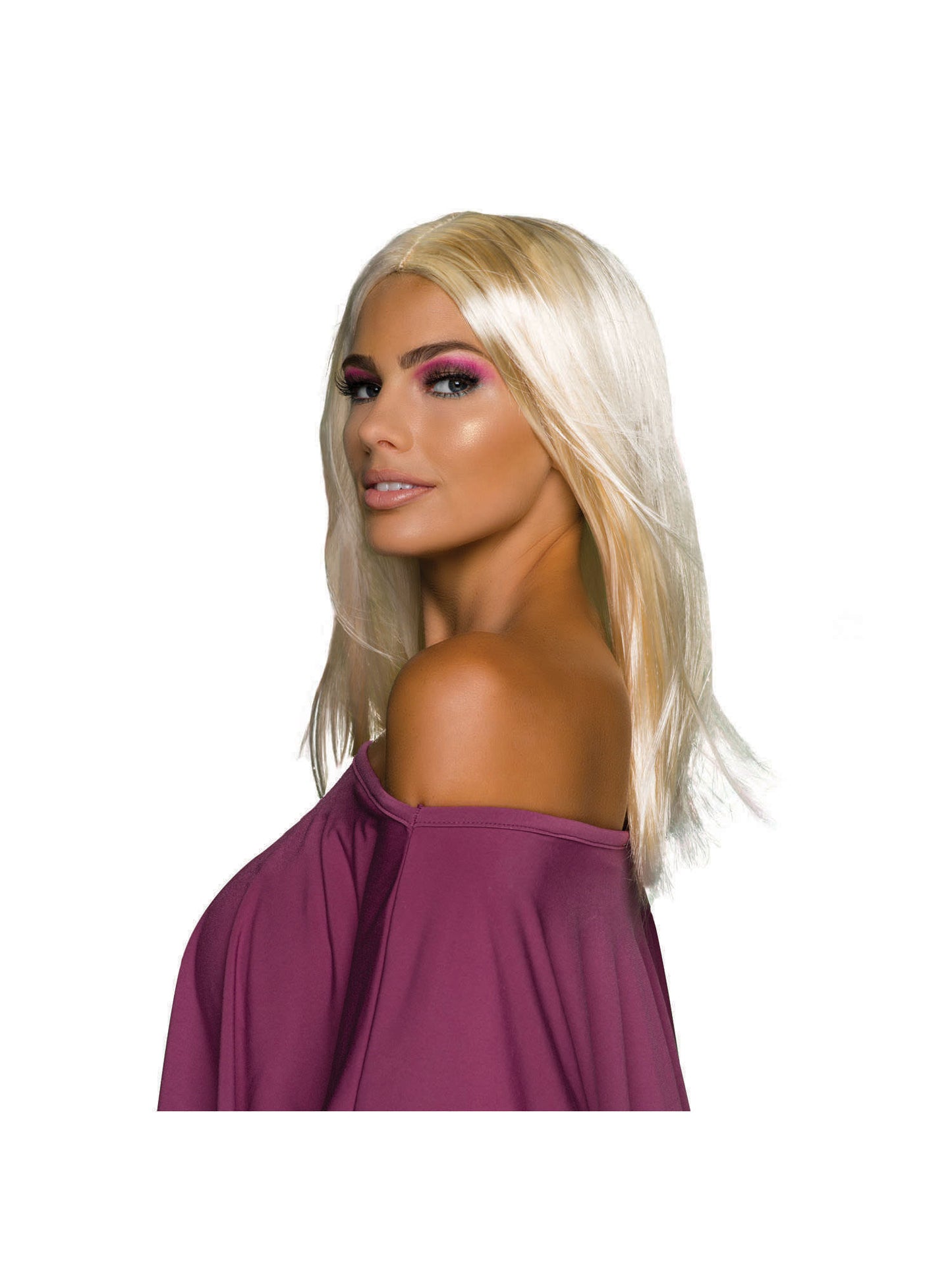 Rubies Long Blonde blonde Perücke für Erwachsene – Seitenansicht