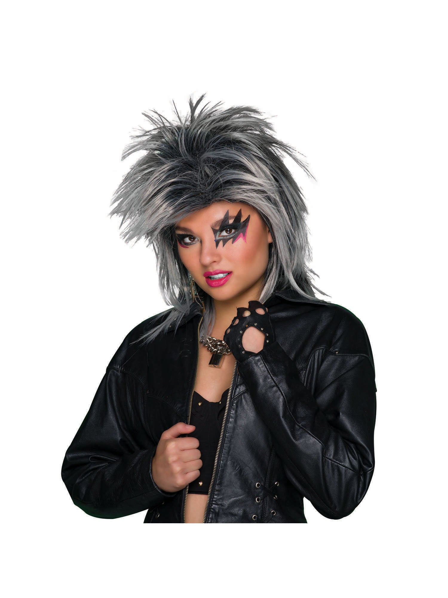 Rubies Foxy Rocker Silver Perücke für Erwachsene – Produktansicht