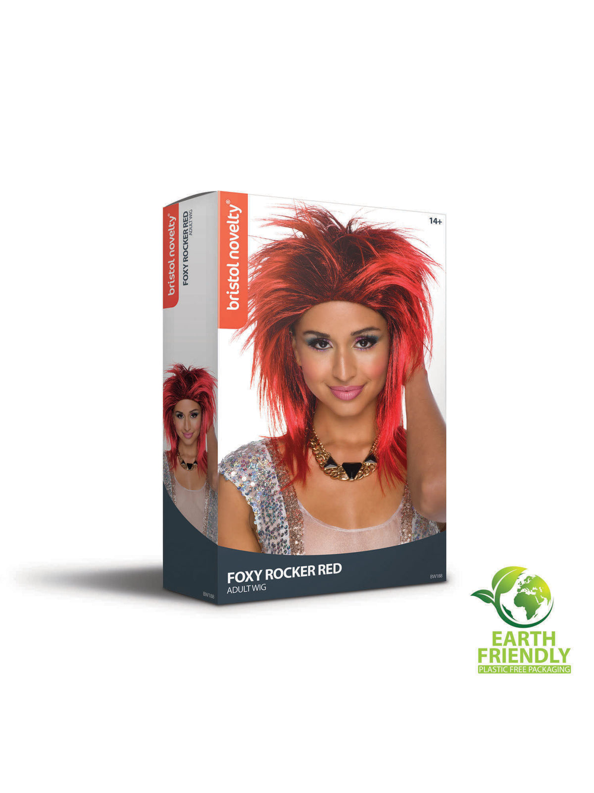 Rubies Foxy Rocker Red Perücke in Rot für Erwachsene – Detailansicht