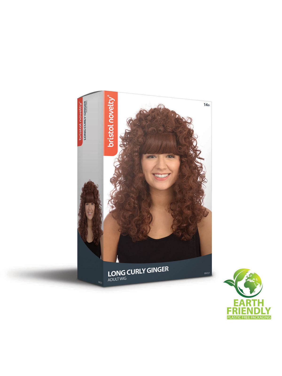 Rubies Curly Long Ginger Perücke – lange lockige Ginger-Perücke für Erwachsene – Detailansicht
