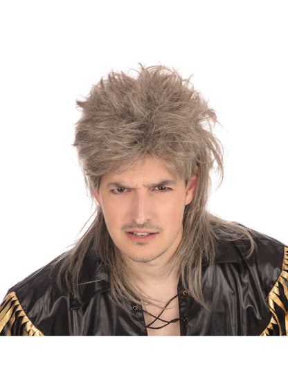 Rubies Mullet Perücke Deluxe Braun Blond für Erwachsene – Detailansicht
