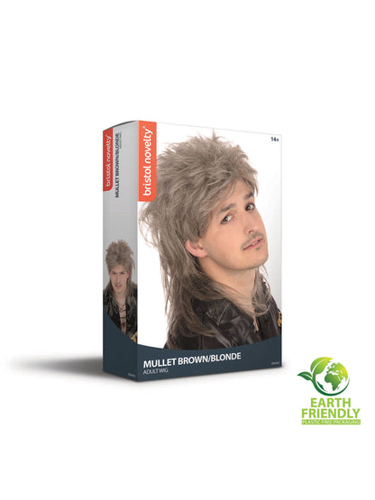 Rubies Mullet Perücke Deluxe Braun Blond für Erwachsene – Seitenansicht