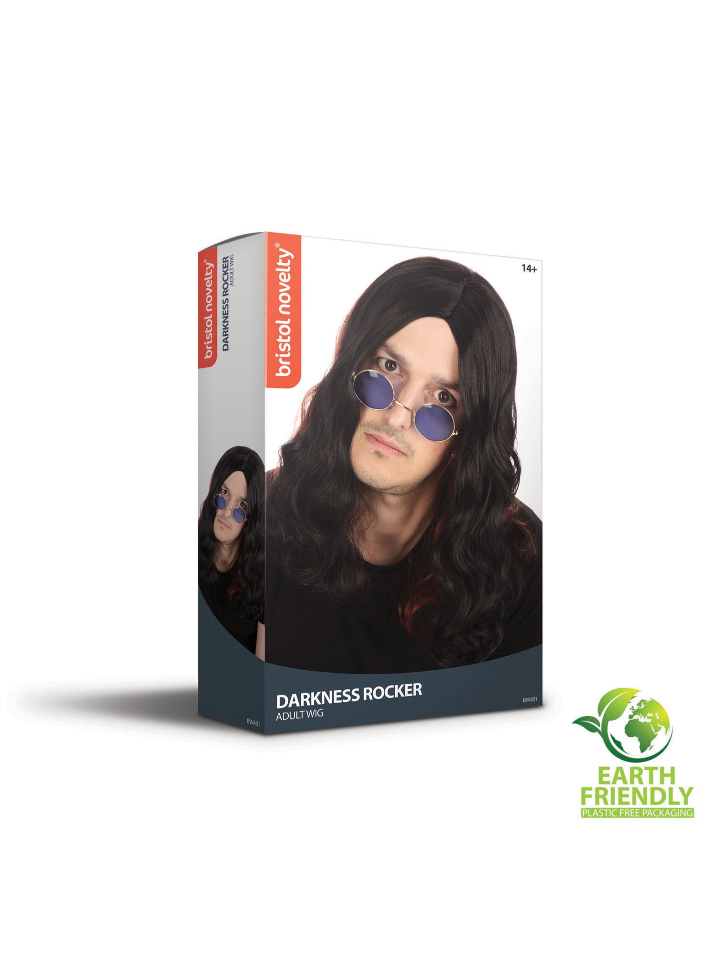 Rubies Ozzy Osbourne Rocker-Perücke schwarz mit roten Strähnen – Detailansicht