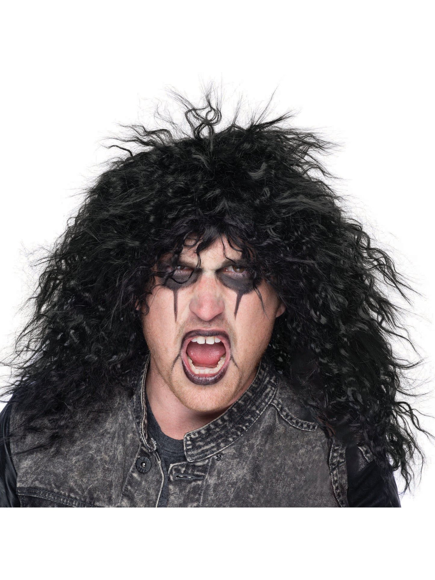 Rubies Rock Star Black schwarze Kostümperücke für Erwachsene – Produktansicht