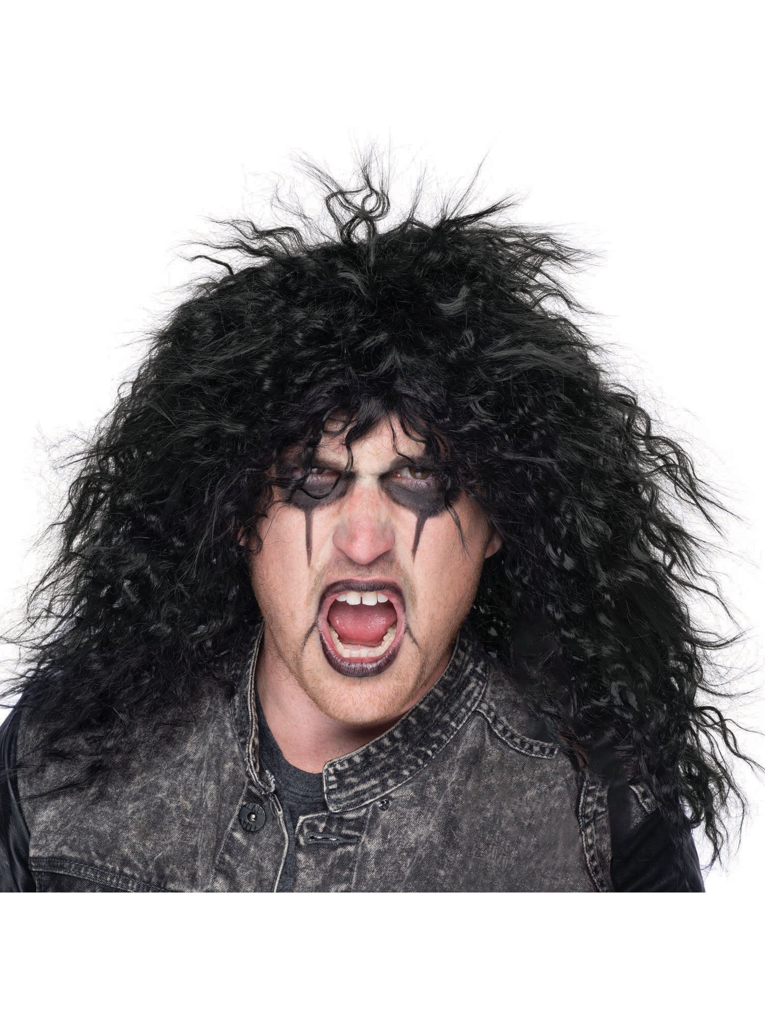 Rubies Rock Star Black schwarze Kostümperücke für Erwachsene – Produktansicht