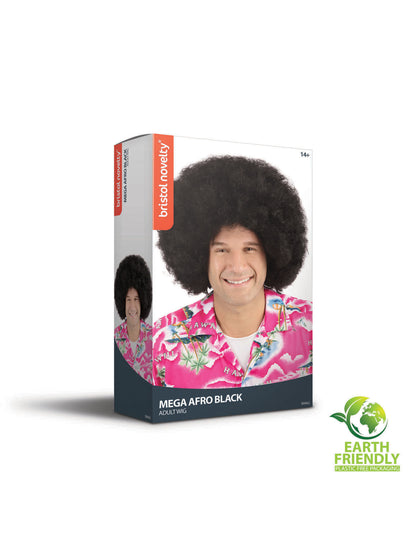 Rubies schwarze Afro-Perücke Black Mega B25 für Erwachsene – Detailansicht