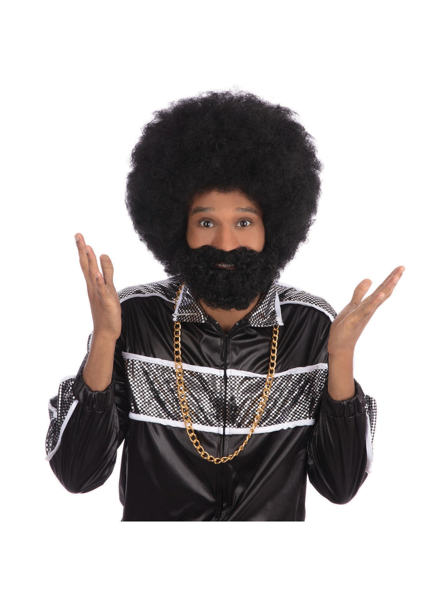 Rubies Afro-Perücke mit Gesichtsbehaarung BW749 – Produktansicht