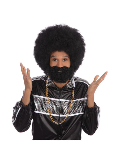 Rubies Afro-Perücke mit Gesichtsbehaarung Set BW749 – Produktansicht