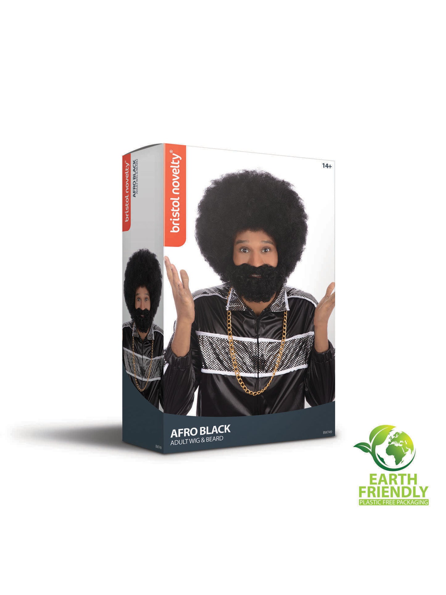 Rubies Afro-Perücke mit Gesichtsbehaarung BW749 – Detailansicht
