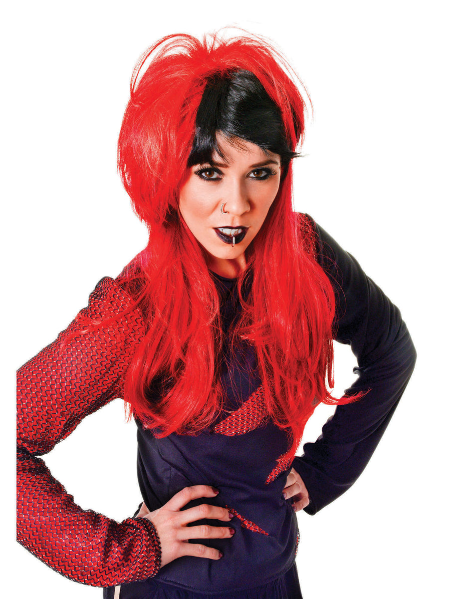 Rubies Punk-Perücke Damen Rot Schwarz