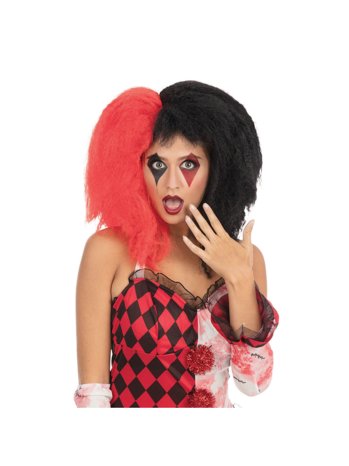 Rubies Crazy Girl Perücke Rot Schwarz für Erwachsene – Produktansicht