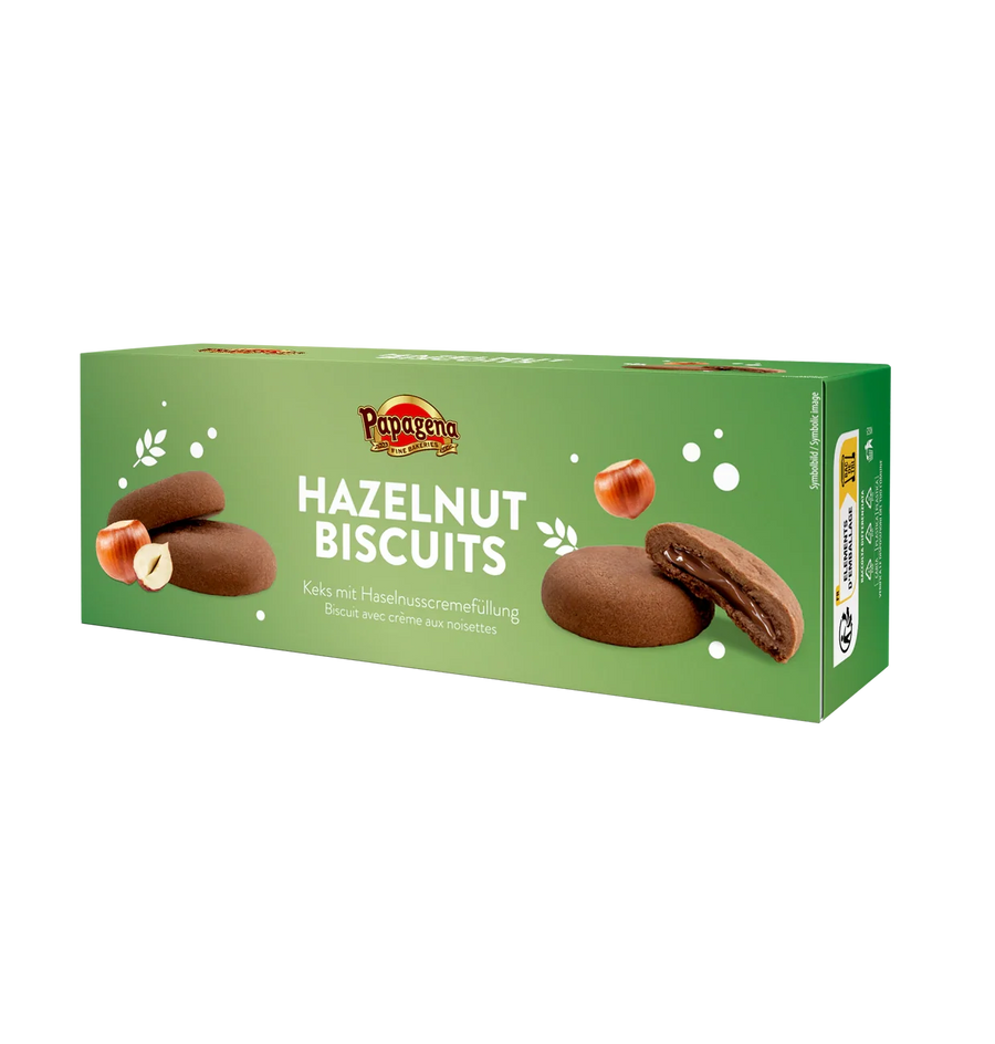 Papagena Biscuits mit Haselnusscremefüllung 150 g – Produktansicht