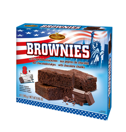 Meister Moulin Brownies 240 g - 8 Stück Saftige Brownies mit Schokoladenstückchen MHD:08/2026