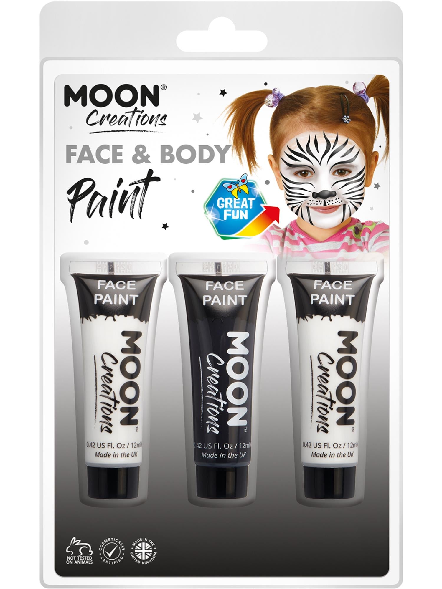 Smiffys Moon Creations Face & Body Paint 12 ml in Schwarz und Weiss