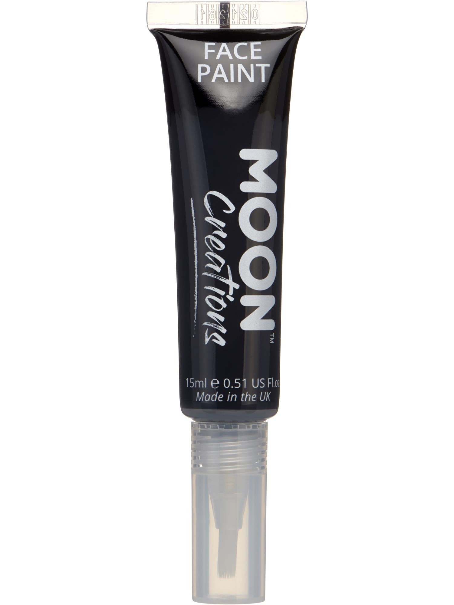 Smiffys Moon Creations Face & Body Paint schwarz 15 ml mit Pinselapplikator