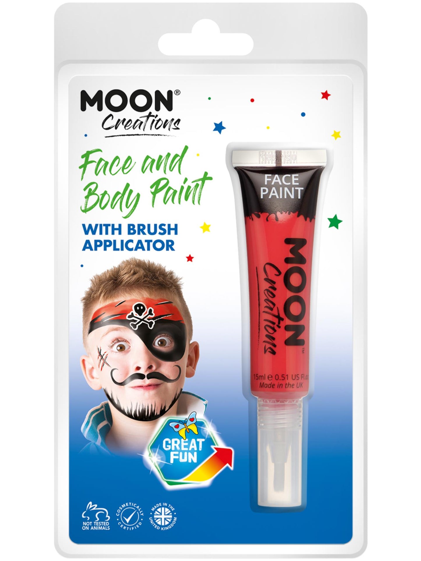 Smiffys Moon Creations Face & Body Paint Bright Pink 15 ml mit Pinsel-Applikator