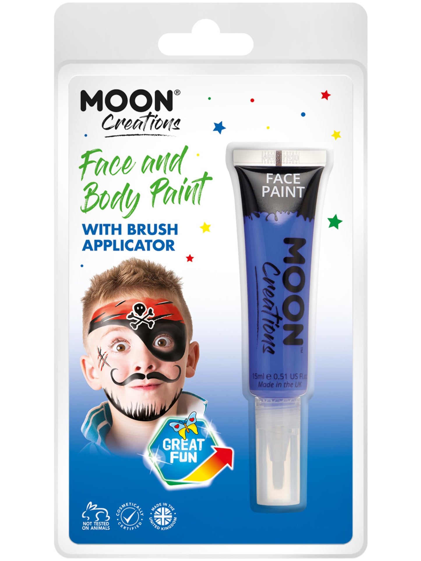 Smiffys Moon Creations Face & Body Paint Dark Blue 15 ml mit Pinselapplikator