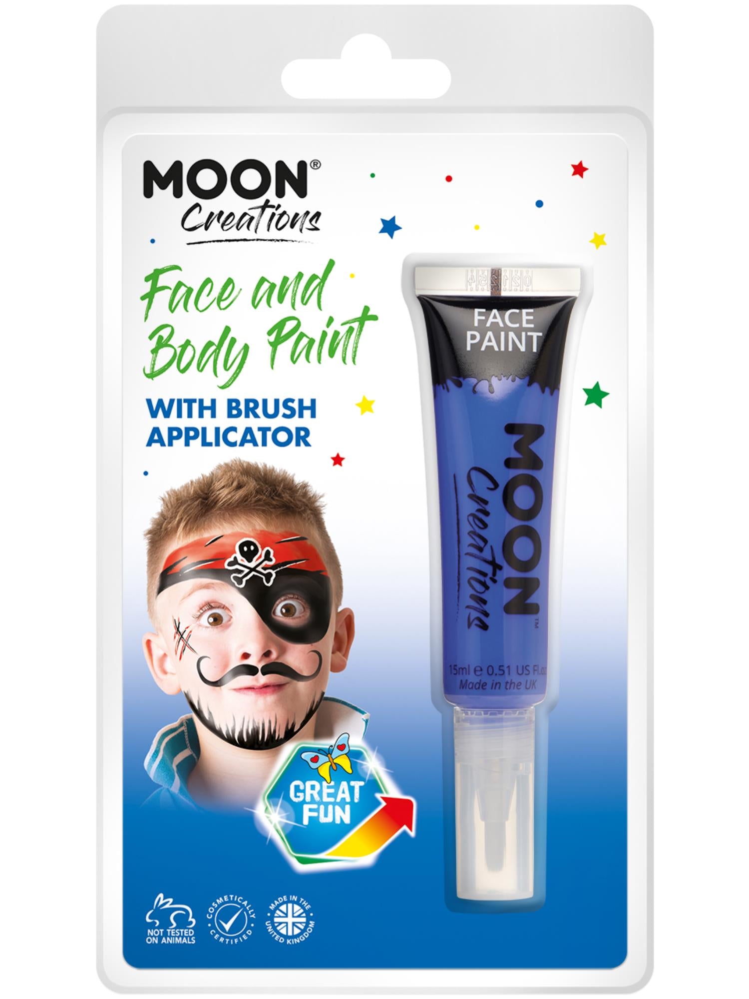 Smiffys Moon Creations Face & Body Paint Dark Blue 15 ml mit Pinselapplikator