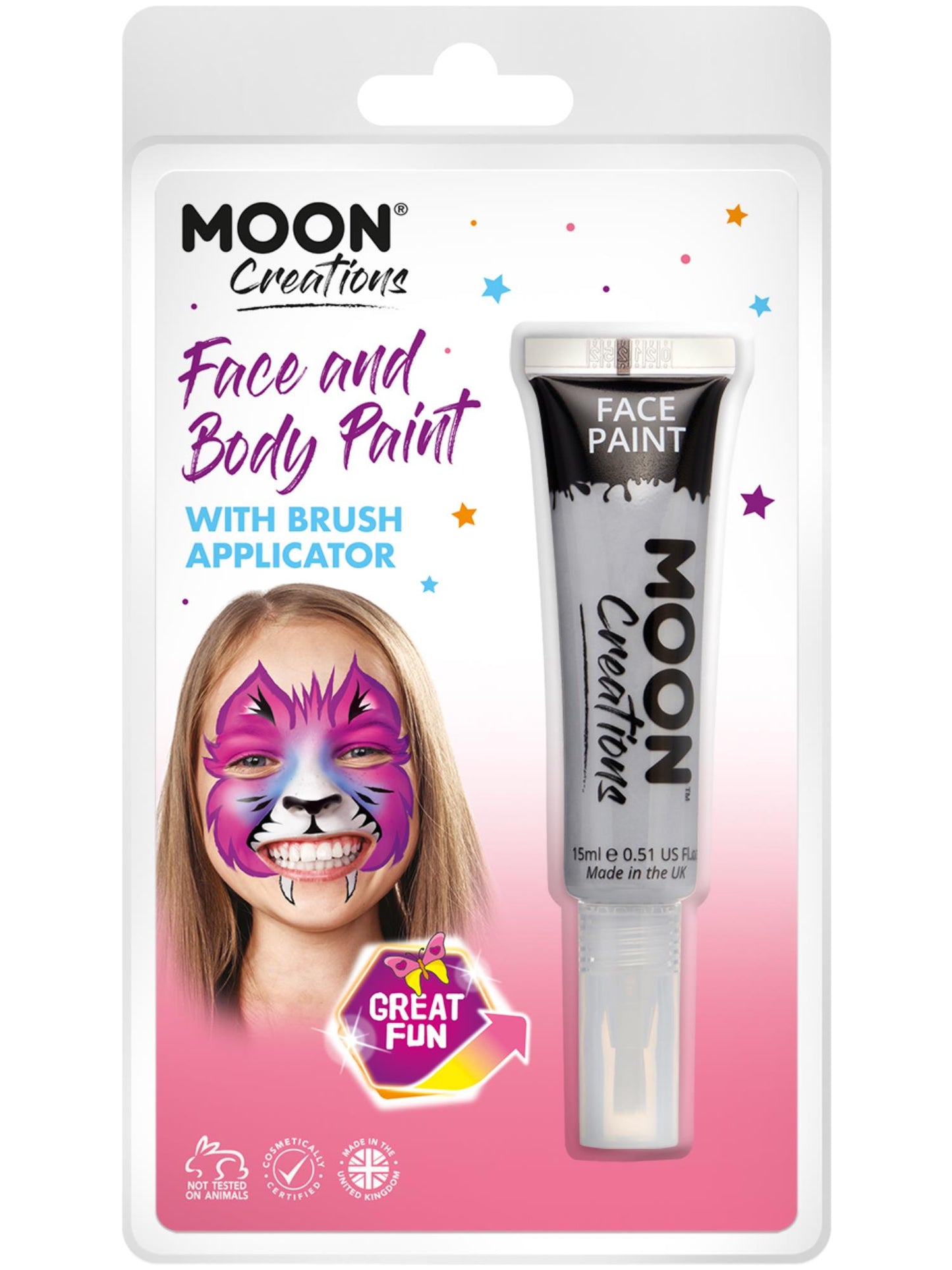 Smiffys Moon Creations Face & Body Paint Grau 15 ml mit Pinselapplikator