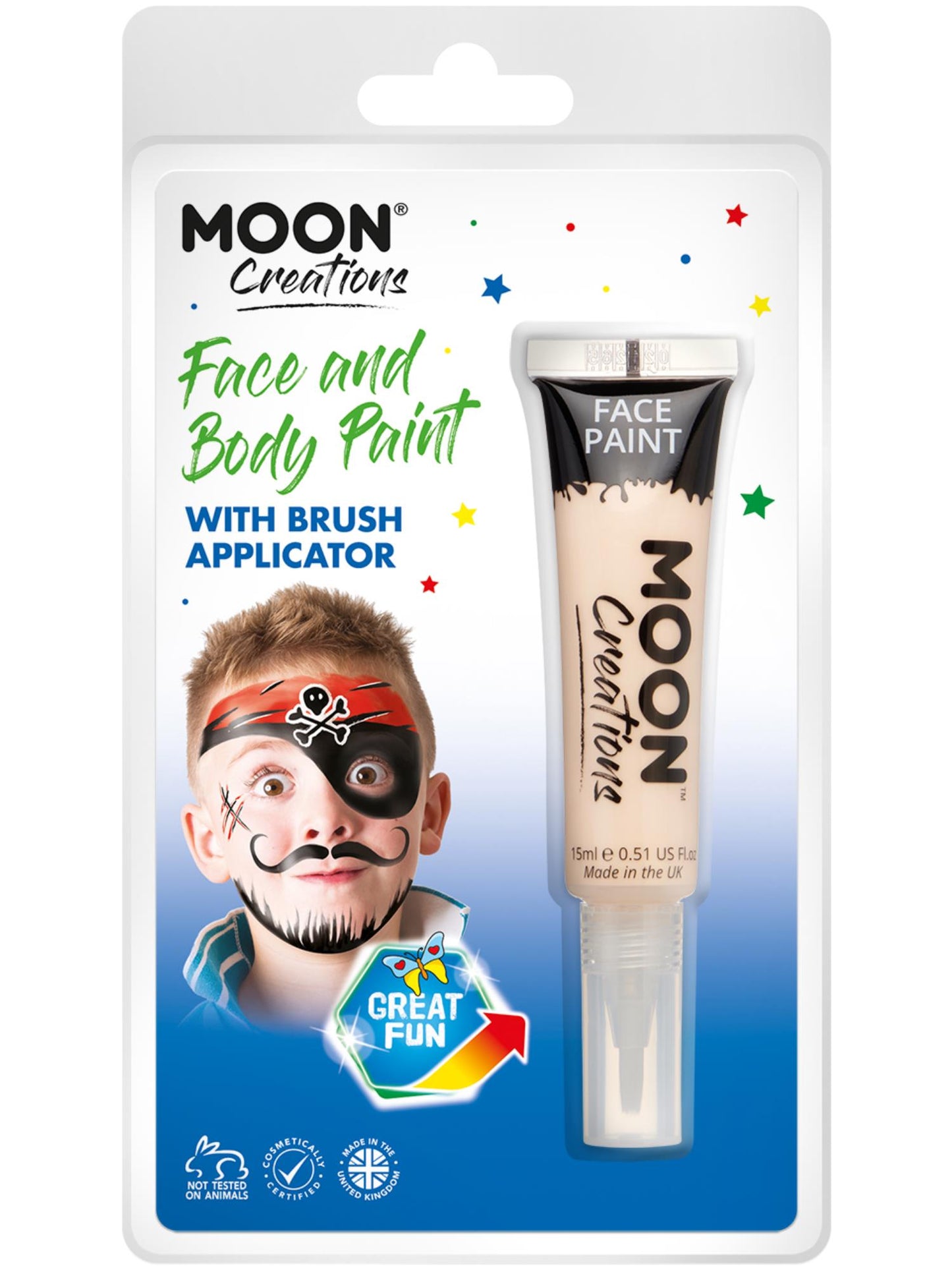 Smiffys Moon Creations Gesichts- und Körperfarbe Pale Skin 15 ml mit Pinsel-Applikator