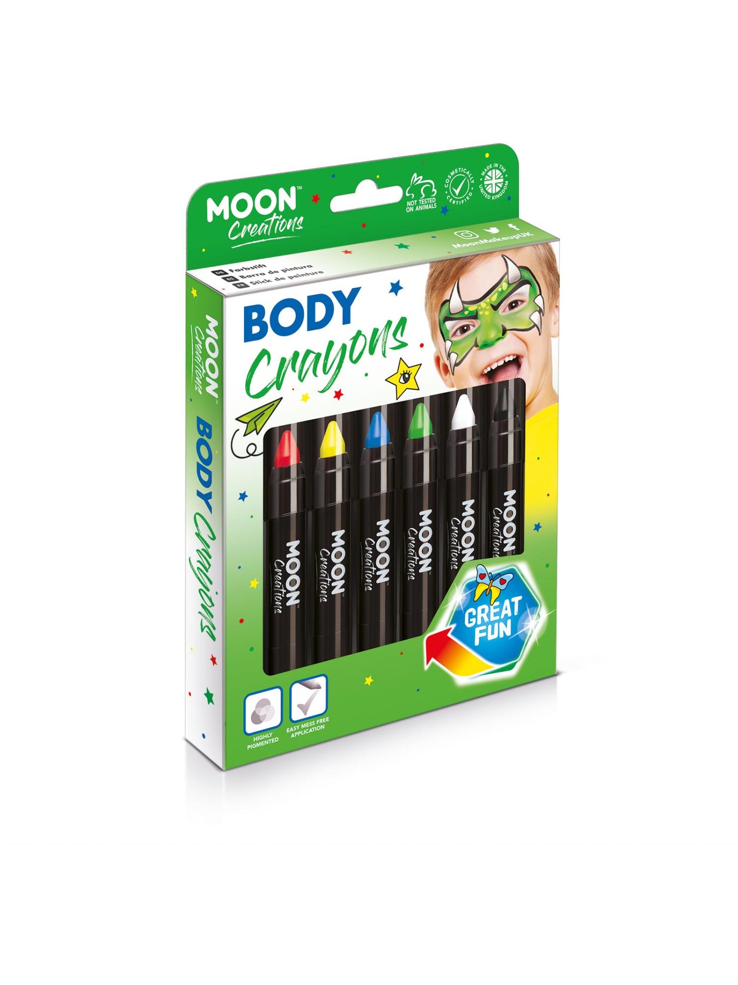 Smiffys Moon Creations Body Crayons Assorted Boxset mit drei Körpermalstiften