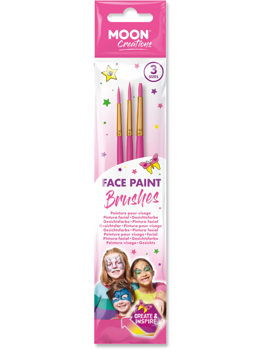 Smiffys Moon Creations Face Paint Brushes pink 3er-Pack fuer Gesichtsbemalung