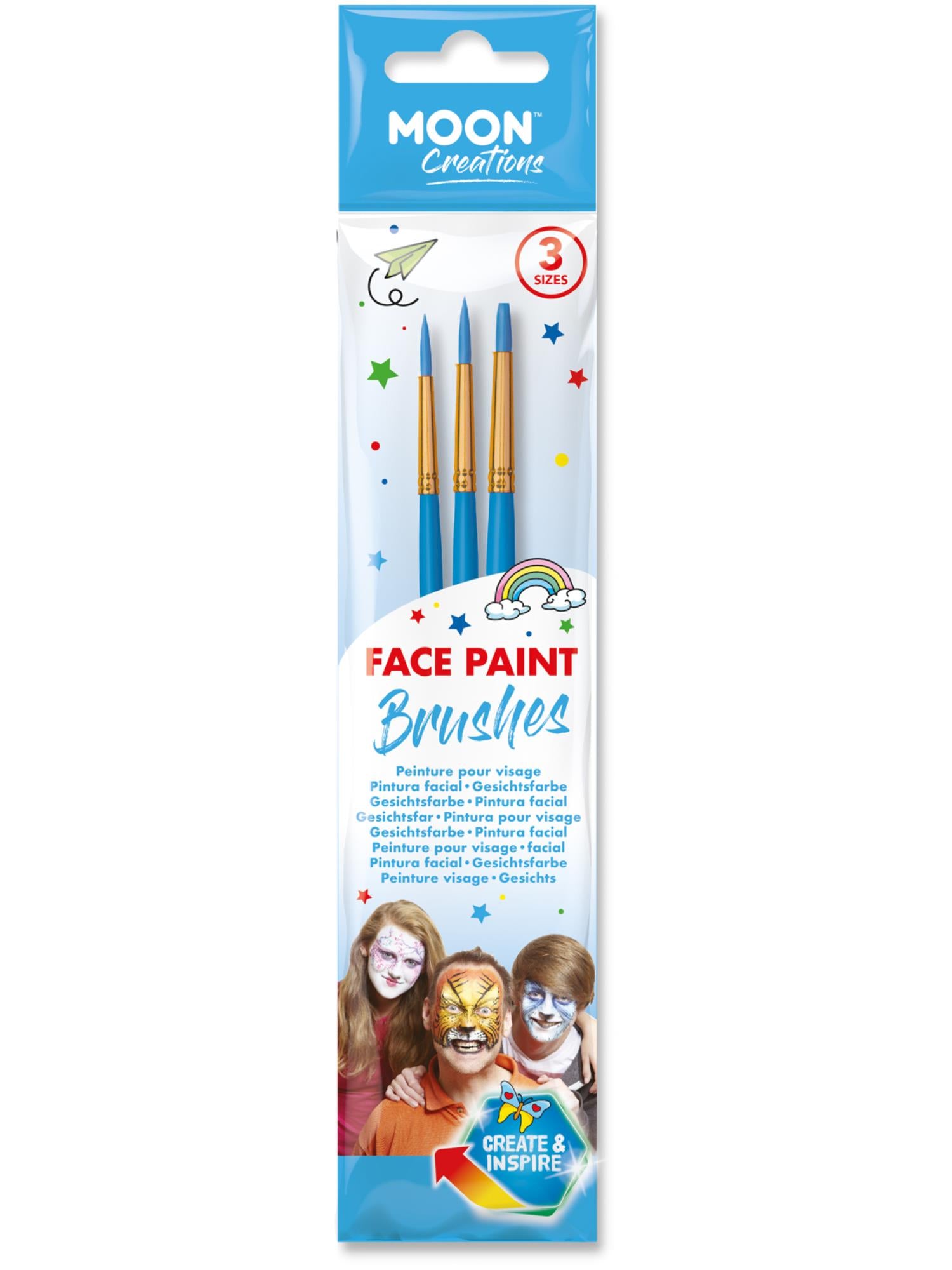 Smiffys Moon Creations Schminkpinsel blau 3er-Pack