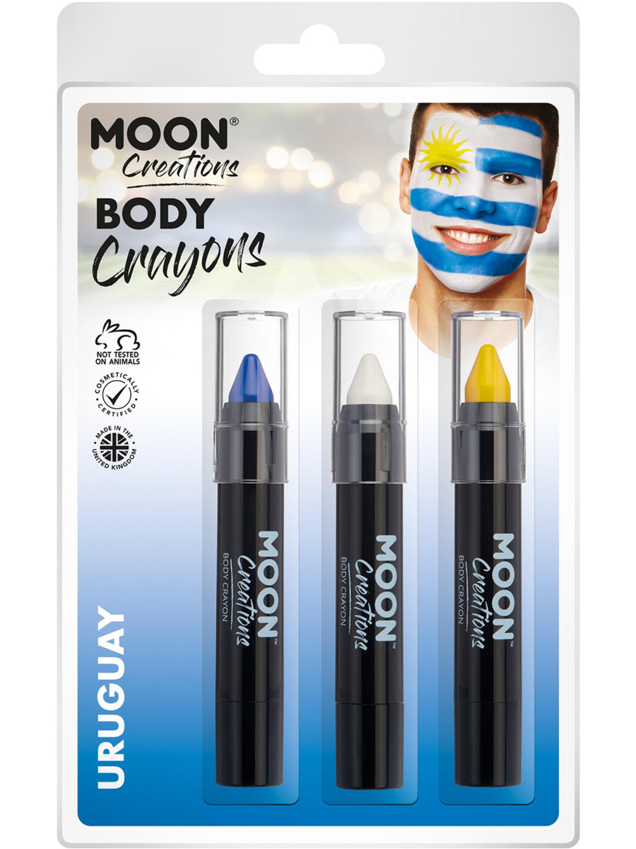 Smiffys Moon Creations Body Crayons in Dunkelblau, Weiss und Gelb