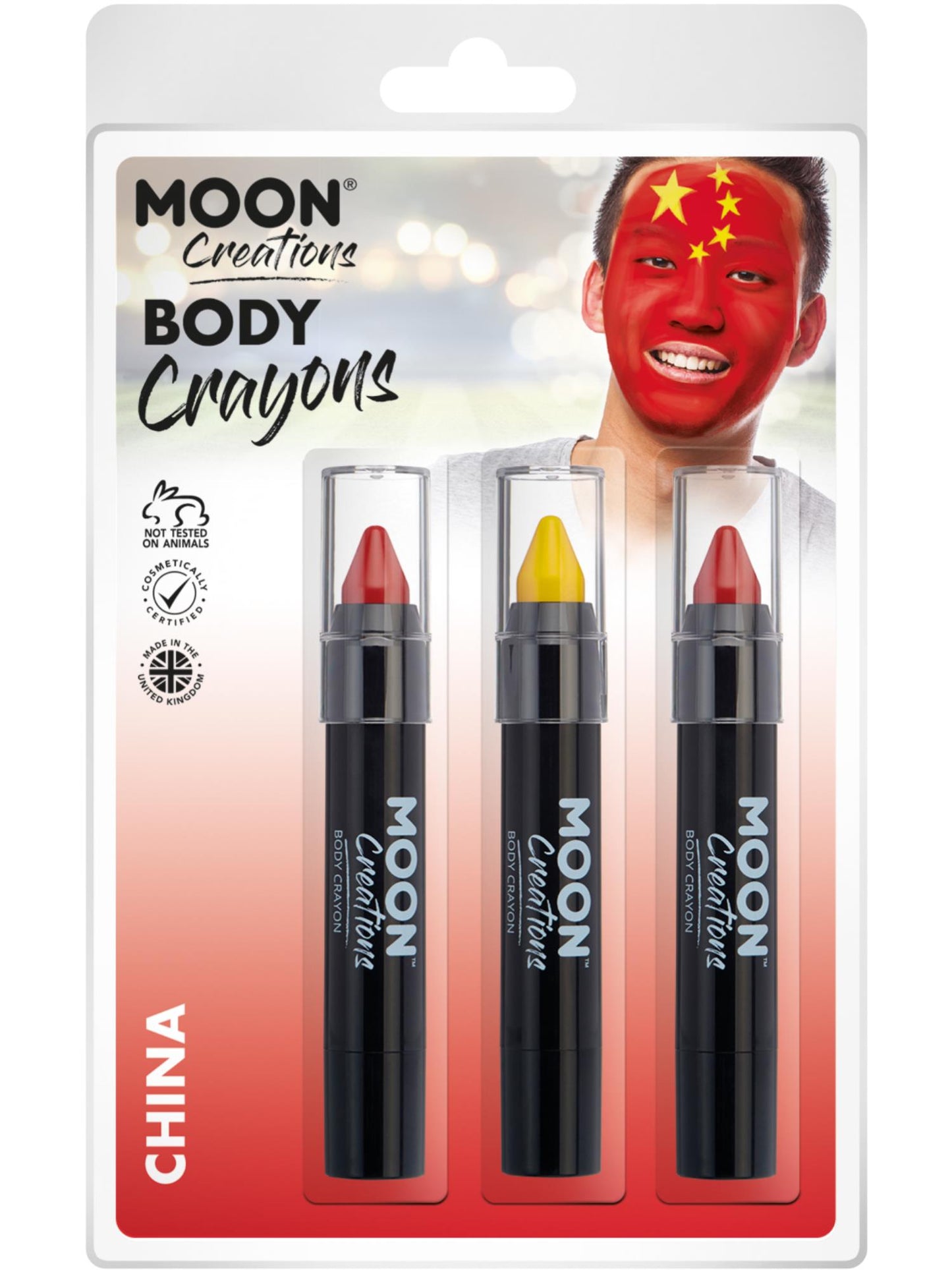 Smiffys Moon Creations Body Crayons in China-Red, Red und Yellow