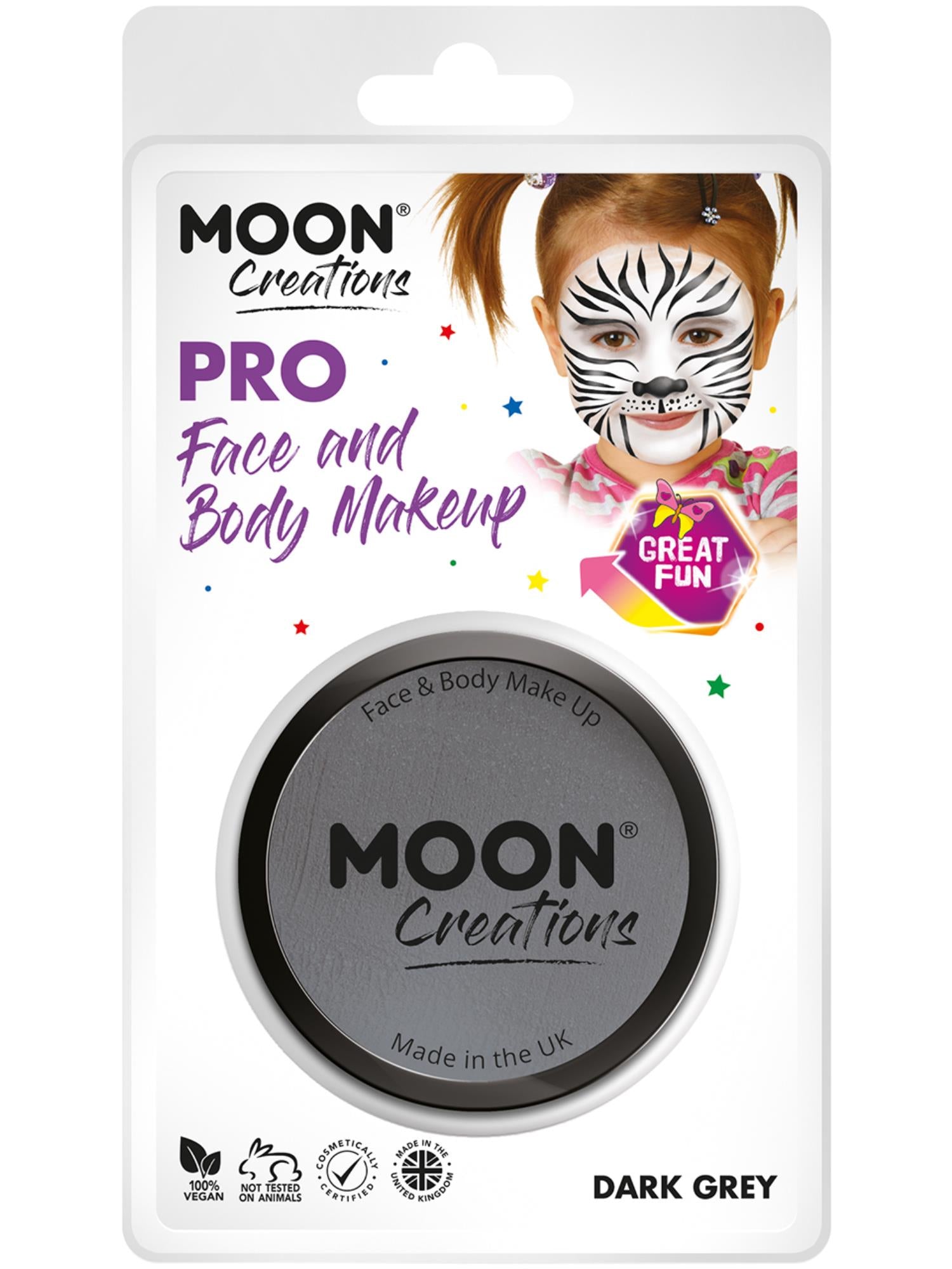 Smiffys Moon Creations Pro Face Paint Cake Pot Dark Grey 36 g