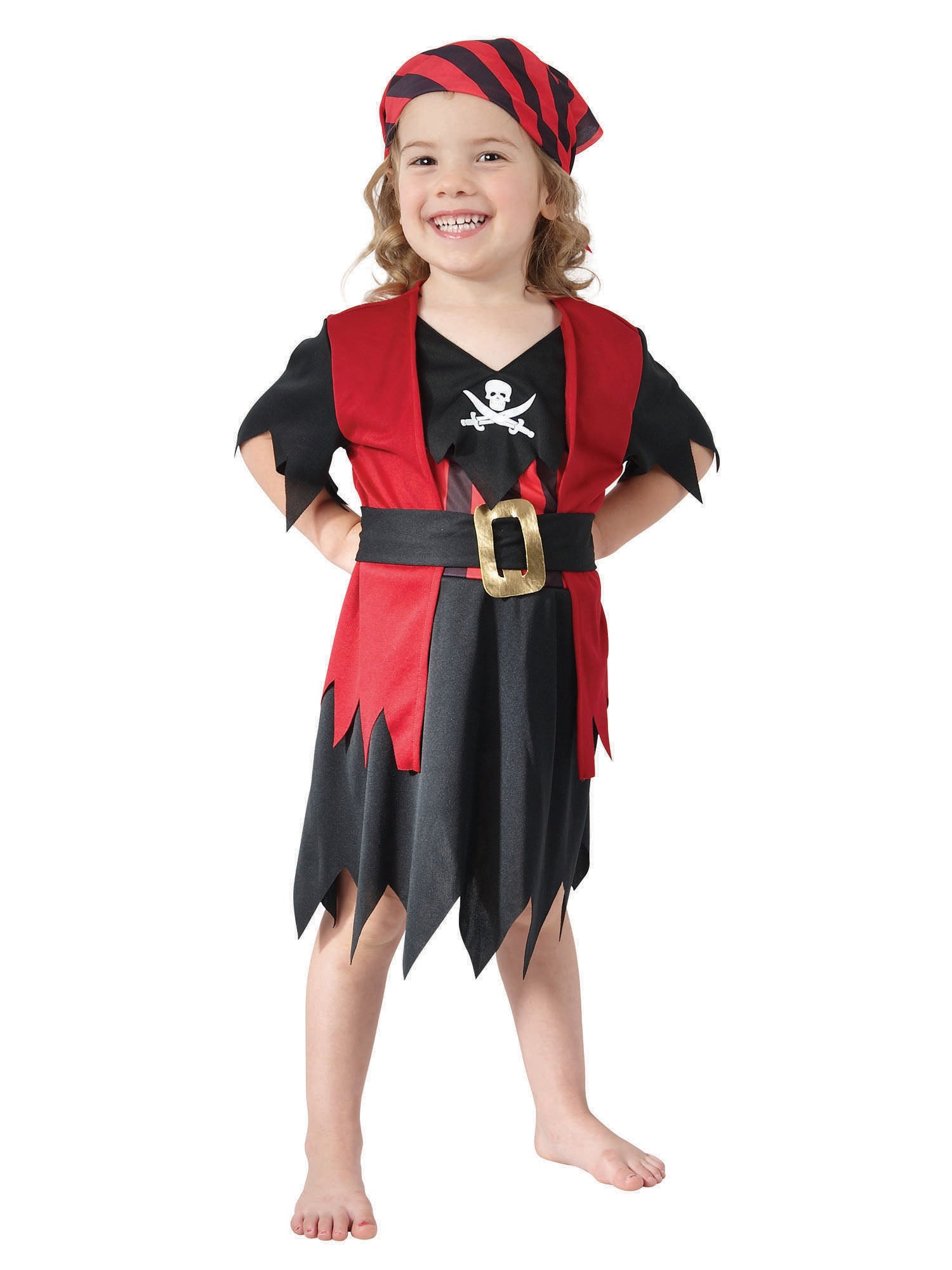 Rubies Piratenkostüm für Mädchen mit Kleid, Weste, Bandana und Gürtel