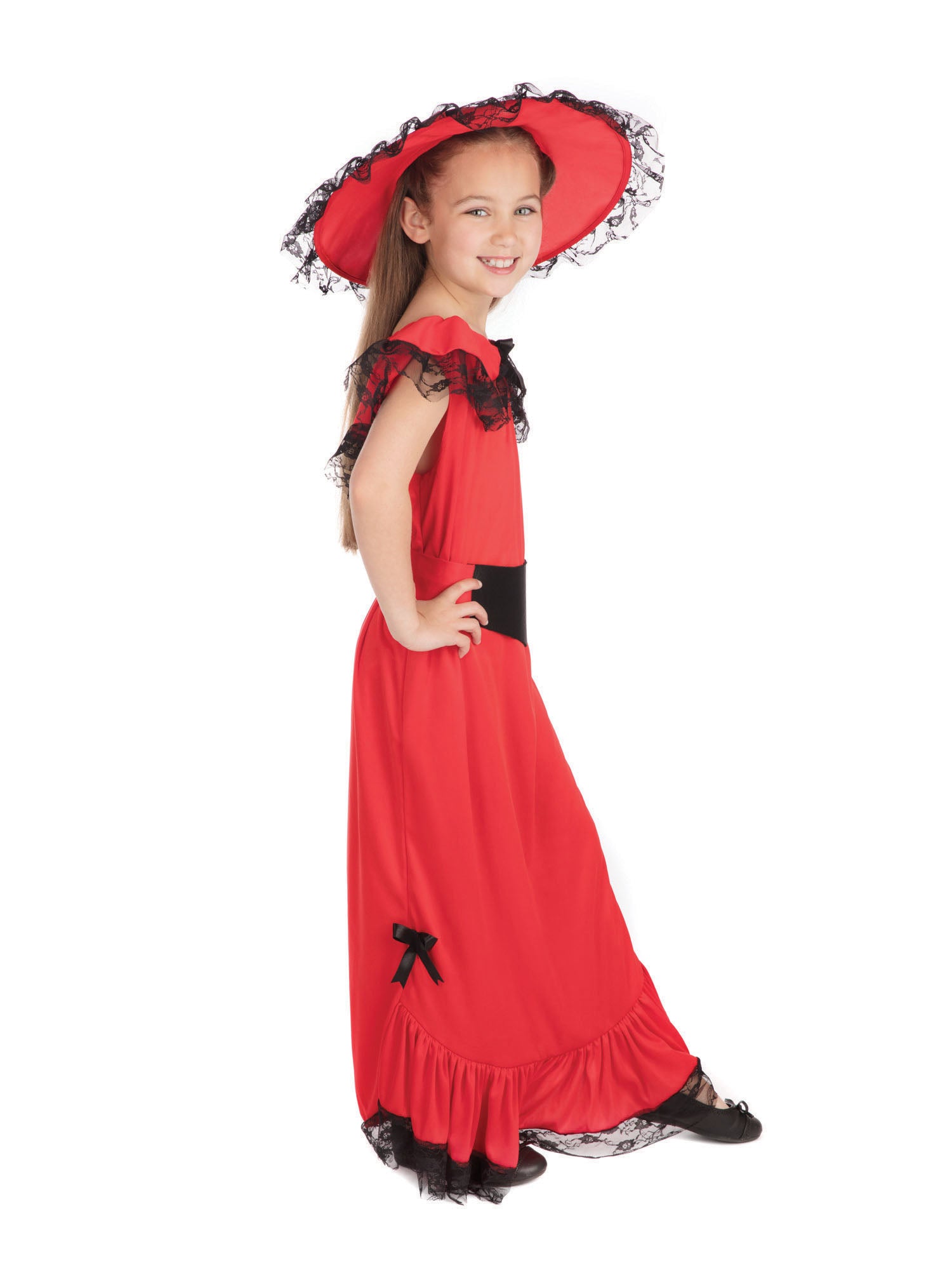 Scarlet O'Hara Kinderkostüm für Mädchen von Rubies mit Kleid, Hut und Gürtel – Verpackung