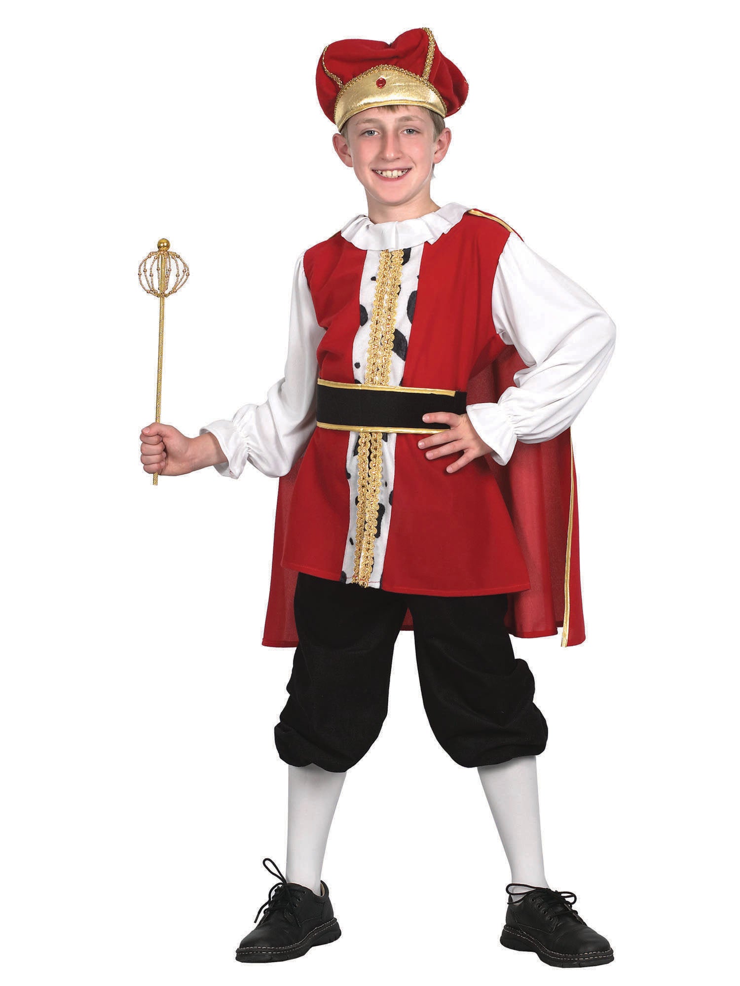 Rubies Medieval-König-Kinderkostüm für Jungen mit Hemd Umhang Hose Hut und Gürtel – Detailansicht