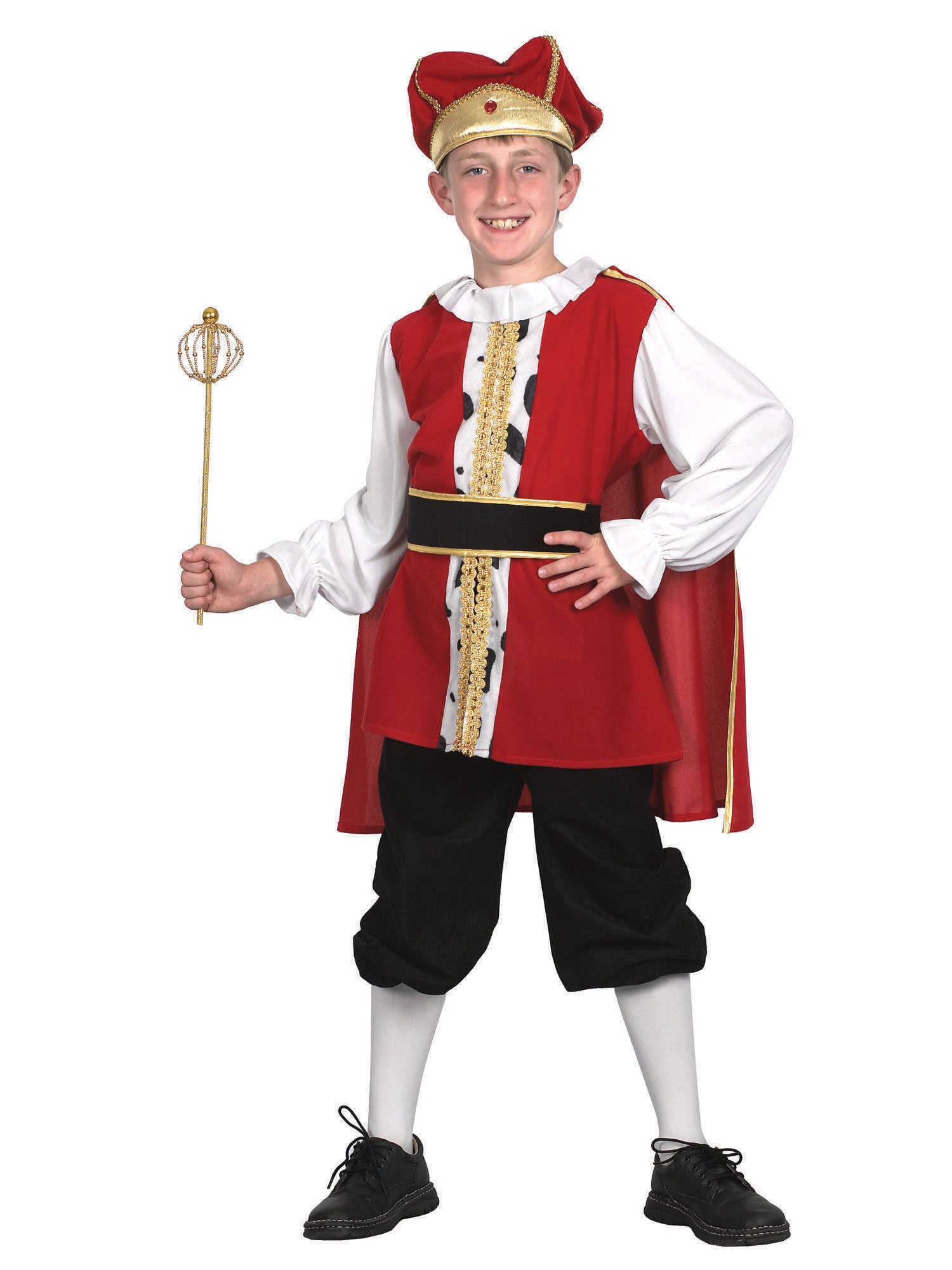 Rubies Medieval-König-Kinderkostüm für Jungen mit Hemd Umhang Hose Hut und Gürtel – Seitenansicht