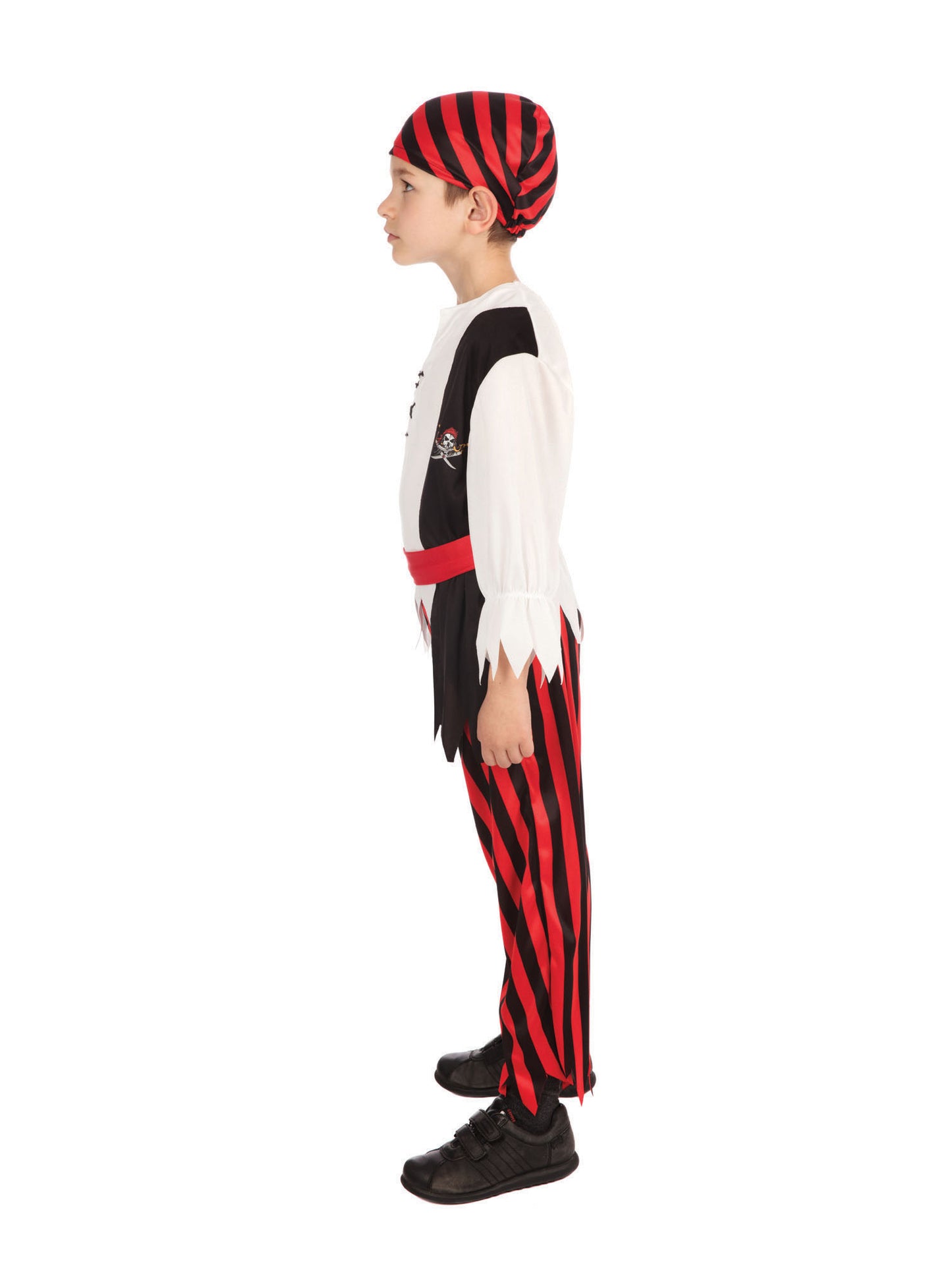 Rubies Pirate Boy Jim Kinderkostüm für Jungen – Piratenkostüm mit Hemd, Weste, Hose, Bandana und Gürtel – Seitenansicht
