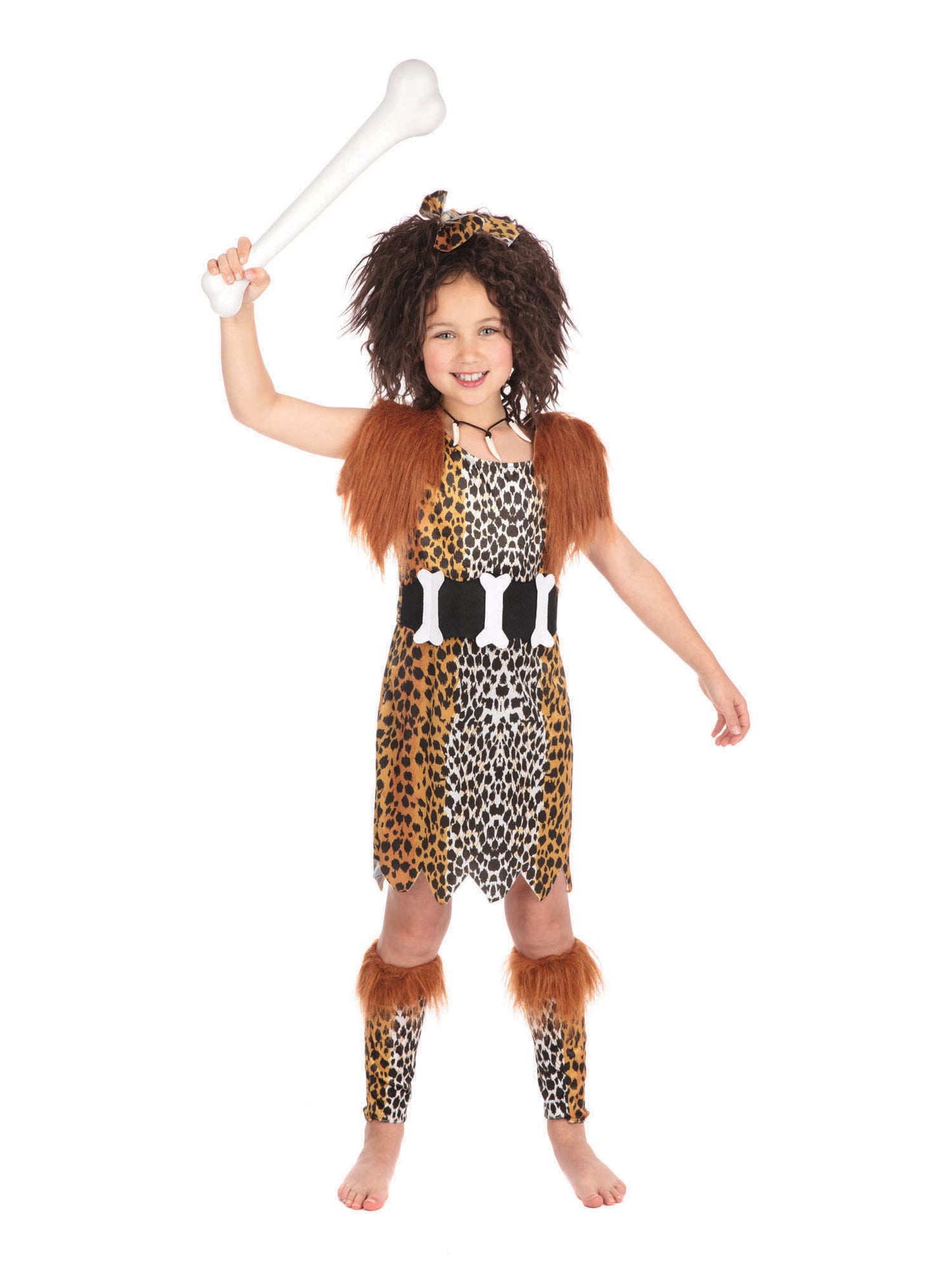 Rubies Cave Girl Kinderkostüm mit Perücke für Mädchen – Rückansicht