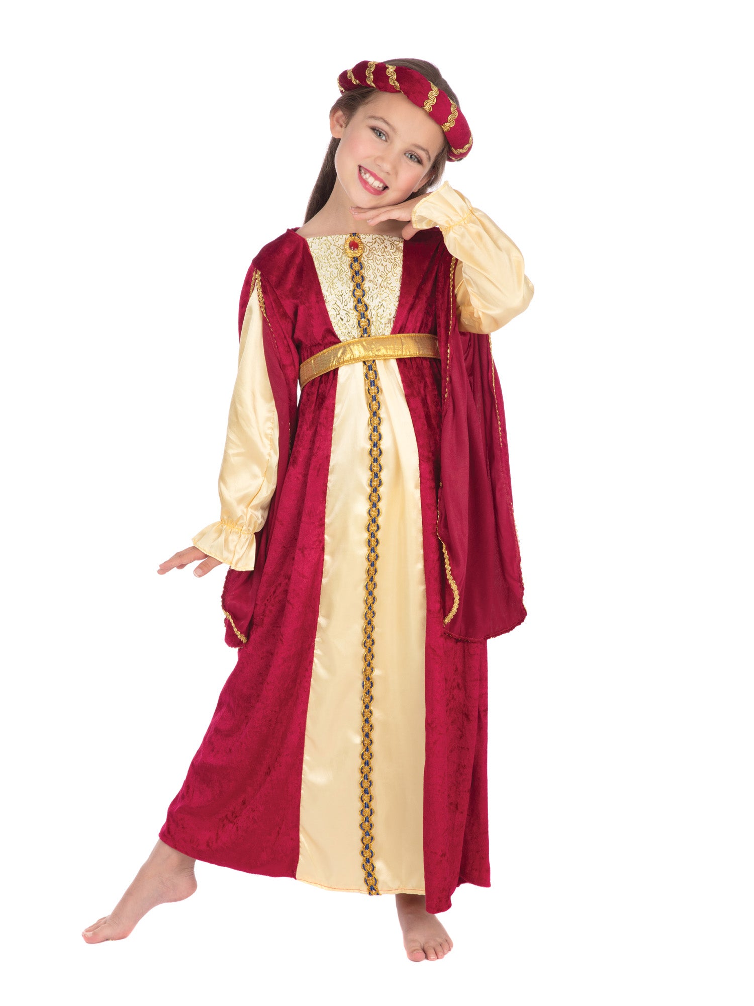 Rubies Regal Princess Kinderkostüm für Mädchen mit Kleid, Headpiece und Gürtel – Rückansicht