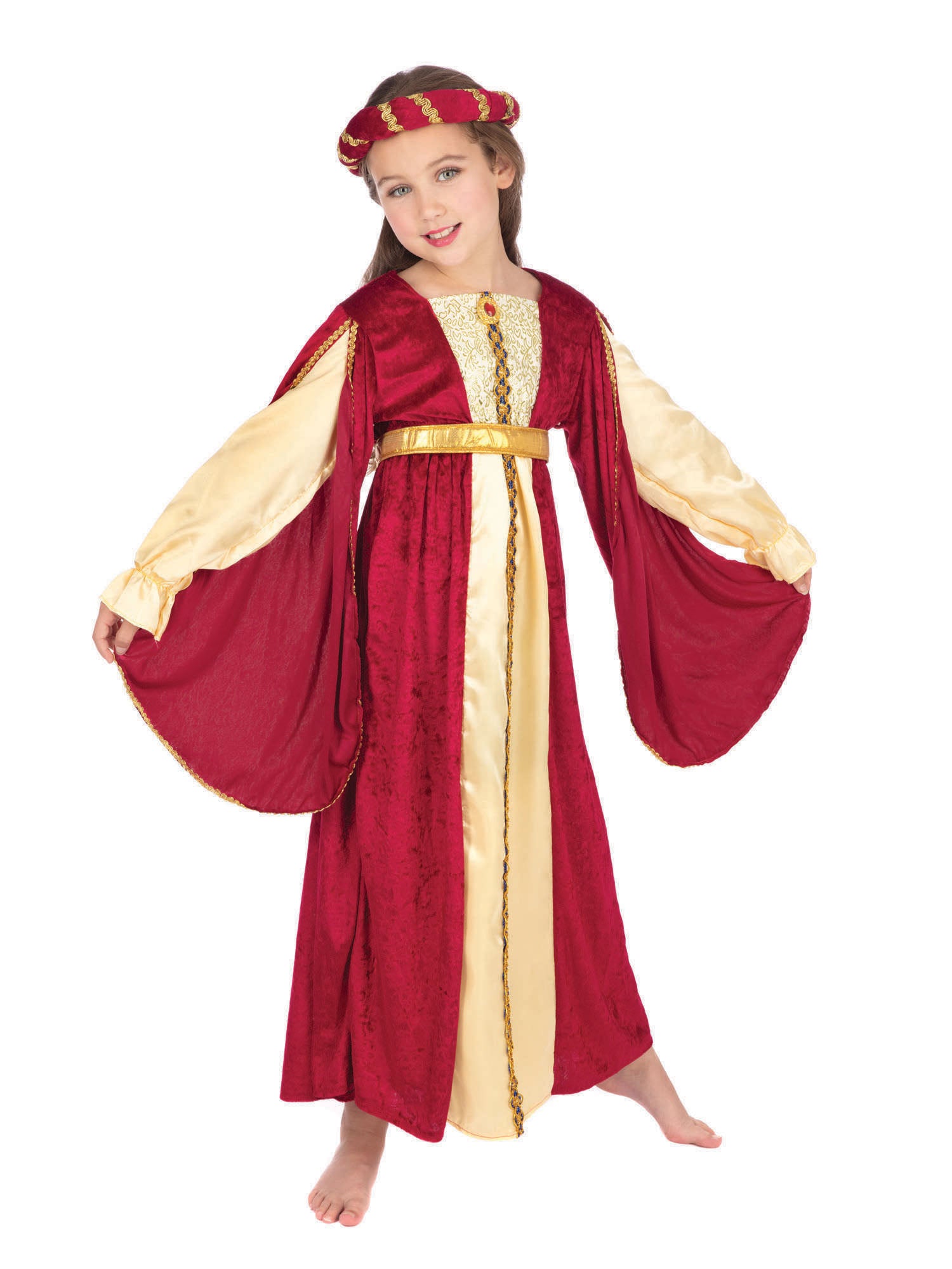 Rubies Regal Princess Kinderkostüm für Mädchen mit Kleid, Headpiece und Gürtel – Seitenansicht
